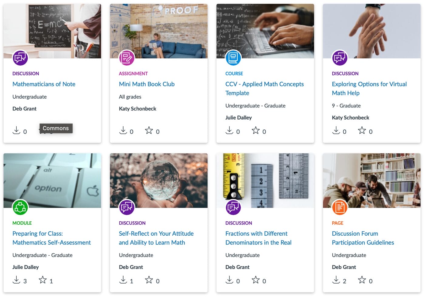 Tech math canvas commons screenshot 1